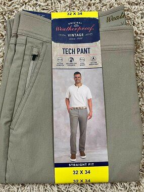 Weatherproof Vintage Men's Tech Pants Tan, Size 32x34 (New)